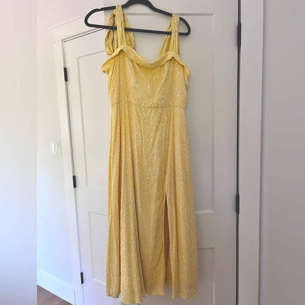 Yellow Floral Garden Party Midi Dress